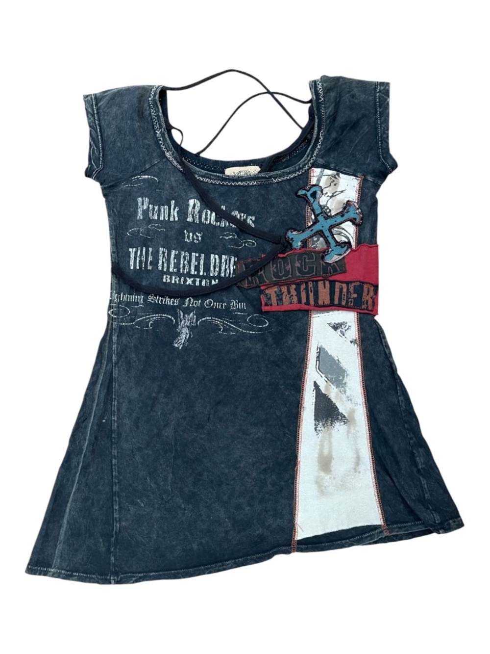 Vintage Y2K Skinny Minnie Punk Patchwork Long Tank Top